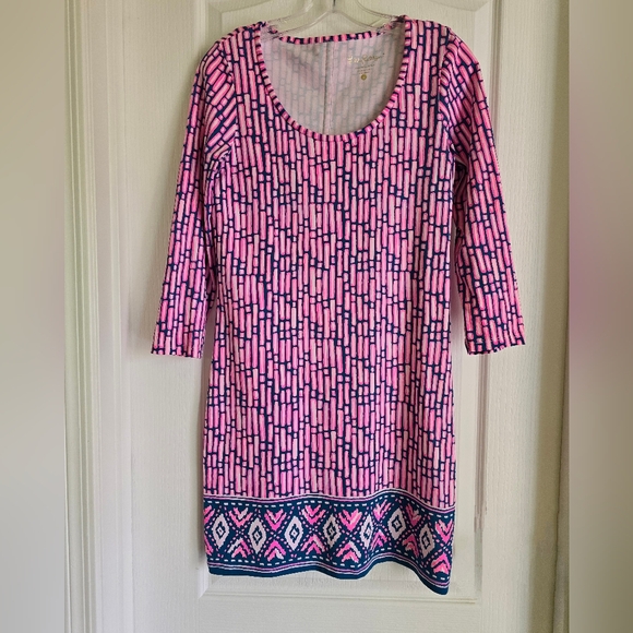 EUC Lilly Pulitzer Cotton Geo Print Shift Dress, Size S - Picture 3 of 6